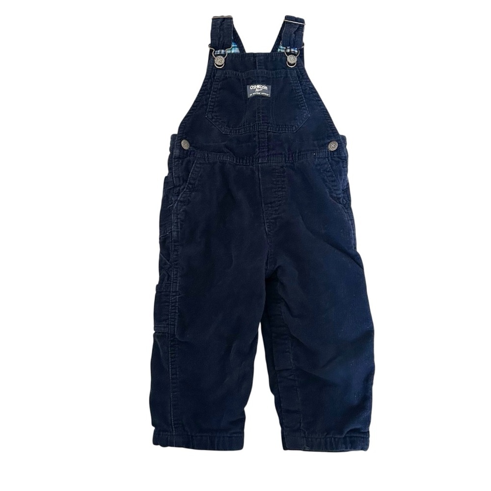 OshKosh B'gosh Dark Blue Kids Corduroy Overalls Flannel Lined Cotton Autumn